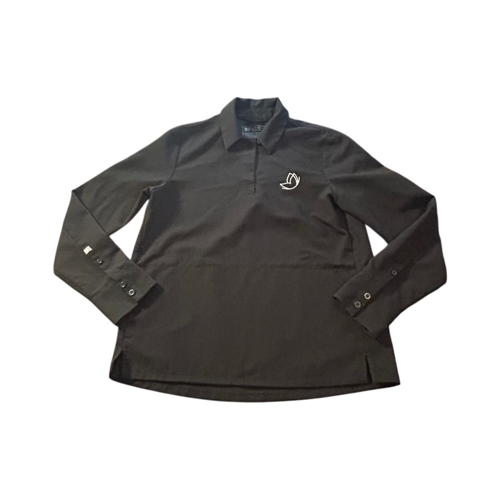 FIGS Technical Collection Black Long Sleeve Polo Shirt Women Size XS Lightweight